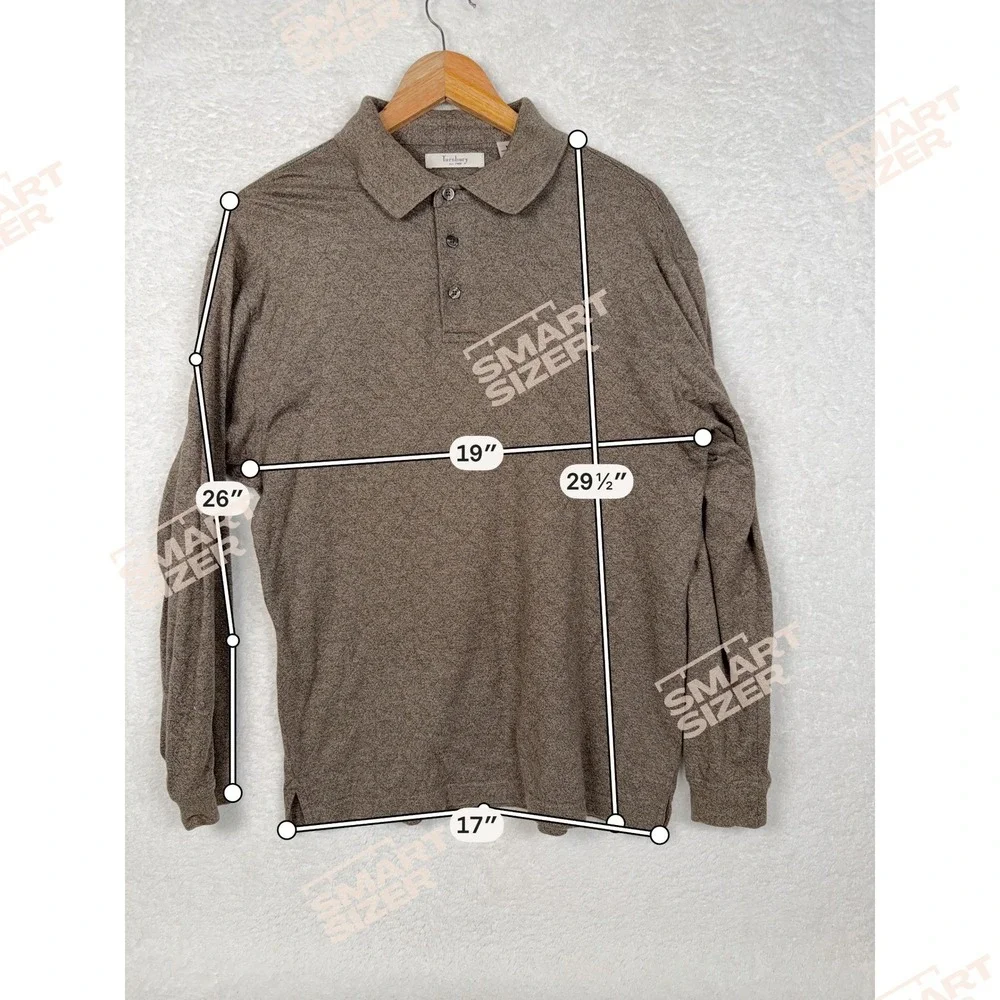 Turnbury‎ Mens Brown Long Sleeve Polo Shirt 100% Cotton Size M Heathered Knit